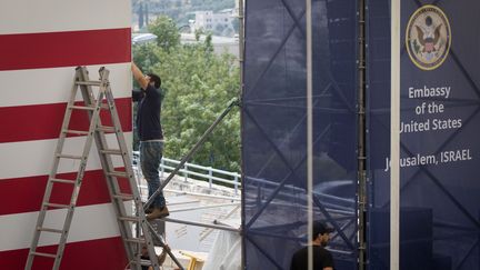 Le consulat américain de Jérusalem en travaux le 13 mai 2018, en vue de l'accueil d'une équipe de l'ambassade. (MAXPPP)