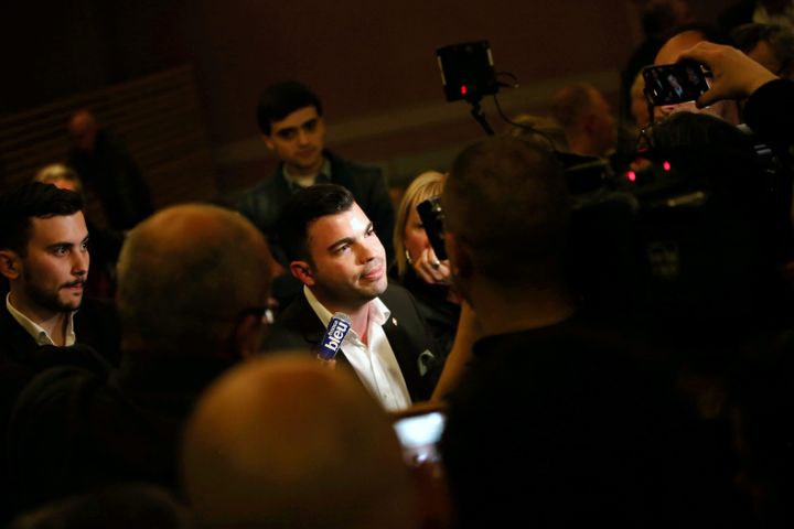 Fabien Engelmann, le maire Front national d'Hayange (Moselle), le 23 avril 2017 au soir. (MAXPPP)