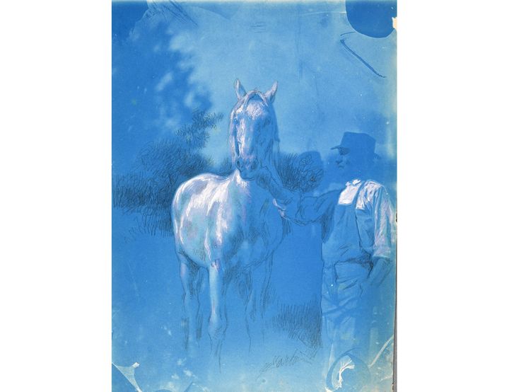 Rosa Bonheur (1822-1899), Sans titre, ca. 1892, dessin sur cyanotype&nbsp; (© Château de Rosa Bonheur, By, Thomery)