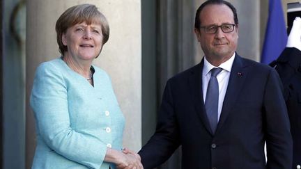 &nbsp; (Angela Merkel et François Hollande ont eu une discussion à l'Elysée ce lundi à propos de la crise grecque © MaxPPP)