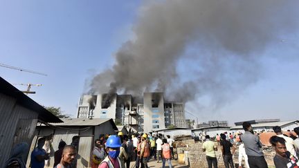 Un incendie a ravagé une des installations du Serum Institute of India, à Pune (Inde), le 21 janvier 2021. (AFP)