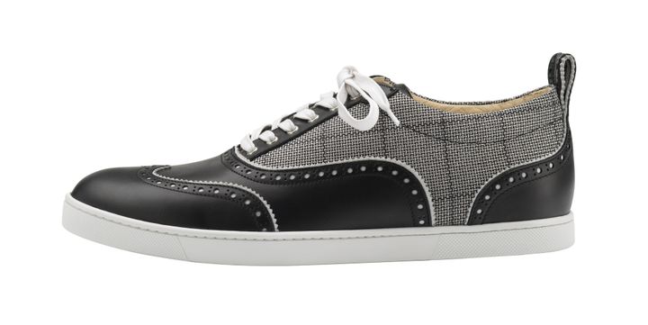 Basket Riviero en cuir et tartan noir pour les hommes signée Louboutin
 (Louboutin)