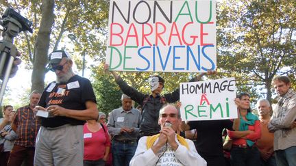 &nbsp; (Des opposants au barrage de Sivens ce lundi à Albi. © Maxppp)