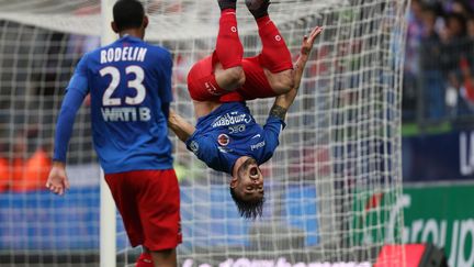 Andy Delort, le buteur de Caen, a renversé Nice.  (CHARLY TRIBALLEAU / AFP)