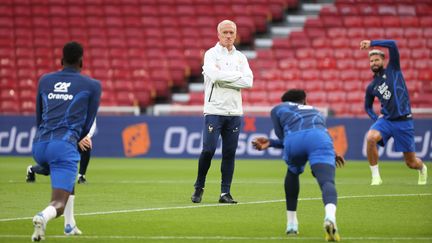 Les Bleus à l'entraînement à la veille du match contre le Danemark, à Copenhague le 24 septembre 2022, en Ligue des Nations. (LP / ARNAUD JOURNOIS / MAXPPP)