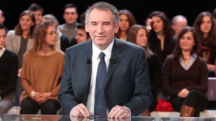 Le président du MoDem, François Bayrou, sur le plateau de France 2, le 8 mars 2012. (CHESNOT / SIPA)