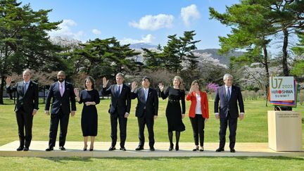 Les ministres des Affaires étrangères du G7 réunis au Japon, le 17 avril 2023. (POOL FOR YOMIURI / YOMIURI / AFP)