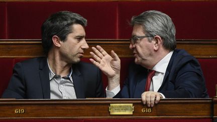 Jean-Luc Mélenchon and François Ruffin, in the hemicycle of the National Assembly, February 5, 2019. (BERTRAND GUAY / AFP)