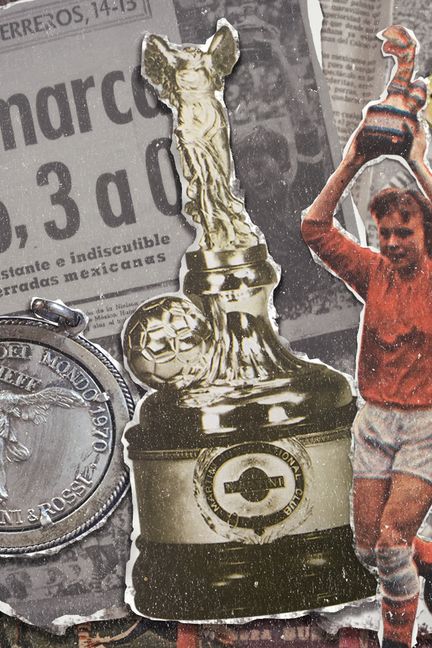 Les coupures de presse de la finale de la Coupe du monde 1971, remportée 3-0 par le Danemark face au Mexique, le 5 septembre 1971 au Stade aztèque de Mexico. (BAPTISTE BOYER ET PIERRE-ALBERT JOSSERAND / FRANCEINFO)