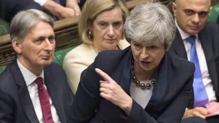 Theresa May s'exprime devant la Chambre des communes, à Londres, le 3 avril 2019.&nbsp; (MARK DUFFY / AFP)