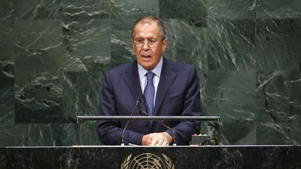 Le ministre des Affaires étrangères russe Sergueï Lavrov à l'ONU. (EDUARDO MUNOZ / REUTERS)