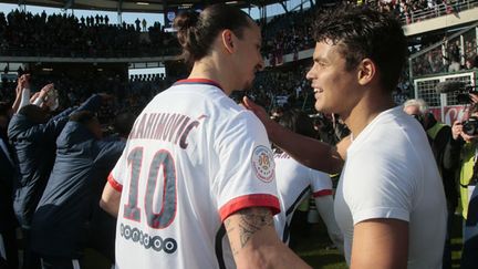 Les deux capitaines du PSG, Zlatan Ibrahimovic et Thiago Silva