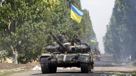 Un char ukrainien pr&egrave;s du village de Novoselivka Persha, dans l'est de l'Ukraine, le 31 juillet 2014. (VALENTYN OGIRENKO / REUTERS)