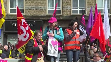 Retraites : manifestation à Vire, ville électorale d'Élisabeth Borne