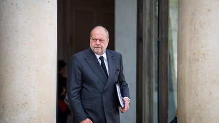 Le ministre de la Justice, Eric Dupond-Moretti, à la sortie de l'Elysée, le 26 avril 2023. (XOSE BOUZAS / HANS LUCAS / AFP)