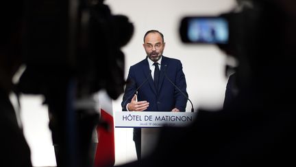 Edouard Philippe évoque la réforme des retraites à Matignon, le 19 décembre 2019. (MARTIN BUREAU / AFP)