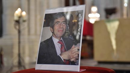 Aux obsèques du juge Jean-Michel Lambert, le 20 juillet 2017, à la cathédrale Saint-Julien du Mans (Sarthe).&nbsp; (MAXPPP)