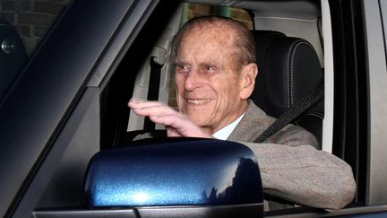 Le prince Philip se rend à l'hôpital de Papworth (Royaume-Uni), le 17 janvier 2019. (NEIL HALL / REUTERS)