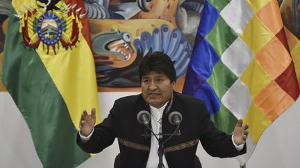 L'ancien président bolivien, Evo Morales, le 23 octobre 2019 à La Paz (Bolivie). (AIZAR RALDES / AFP)