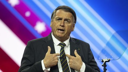 L'ex-président brésilien Jair Bolsonaro dans le Maryland aux Etats-Unis le 4 mars 2023. (RON SACHS - CNP / CONSOLIDATED NEWS PHOTOS)