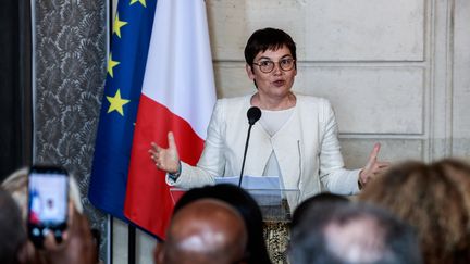 La ministre des Outre-mer, Annick Girardin, à l'Elysée, le 21 février 2020. (CHRISTOPHE PETIT TESSON)