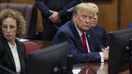 Former US President Donald Trump during a hearing in New York Criminal Court on February 15, 2024 in Manhattan.  (Brendan McDermid/AFP)