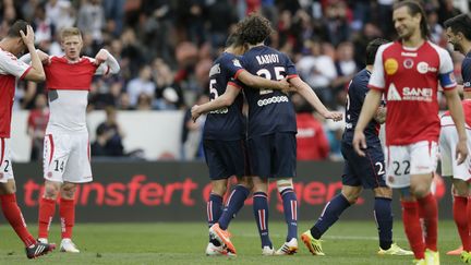 Durant le match PSG-Reims, le 5 avril 2014 &agrave; Paris. (KENZO TRIBOUILLARD / AFP)