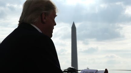 Donald Trump lors d'un discours devant des journalistes à la Maison Blanche (Washington) à propos de sa procédure de destitution, le 20 novembre 2019.&nbsp; (MARK WILSON / GETTY IMAGES NORTH AMERICA)