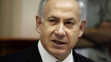 Le Premier ministre Benyamin Netanyahu dans son bureau, &agrave; J&eacute;rusalem (Isra&euml;l), le 7 mai 2012. (GALI TIBBON / AFP)