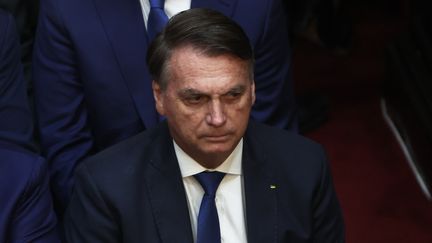 L'ancien président brésilien Jair Bolsonaro assiste à l'investiture du nouveau président argentin Javier Milei à Buenos Aires, le 10 décembre 2023. (ALEJANDRO PAGNI / AFP)