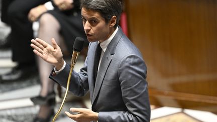 Le ministre de l'Education nationale, Gabriel Attal, à l'Assemblée nationale, le 17 octobre 2023. (JULIEN DE ROSA / AFP)