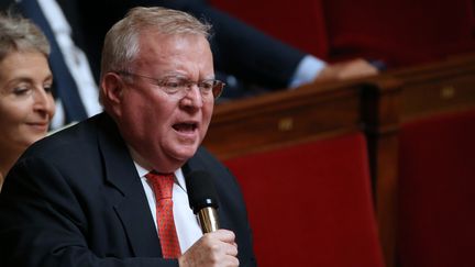 Le d&eacute;put&eacute; Jacques&nbsp;Myard lors d'une s&eacute;ance de questions au gouvernement, le 23 octobre 2013 &agrave; l'Assembl&eacute;e nationale.&nbsp; (KENZO TRIBOUILLARD / AFP)