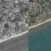 La plage de Vias (Hérault), sur des photos prises&nbsp;entre 1950 et 1965, puis entre 2006 et 2010. (IGN.FR)