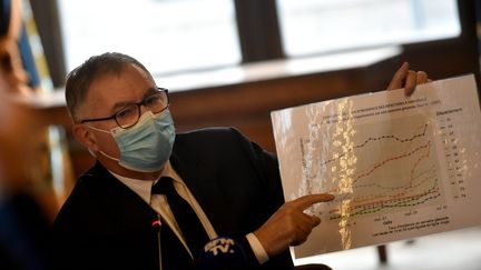 Jean-Yves Grall, directeur général de l'Agence régionale de santé Auvergne-Rhone-Alpes à Saint-Etienne, le 9 octobre 2020. (MAXPPP)