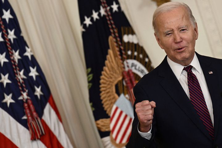 Joe Biden at the White House, in Washington (United States), January 19, 2024. (BRENDAN SMIALOWSKI / AFP)