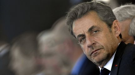 L'ancien chef de l'Etat, Nicolas Sarkozy, lors du 70e anniversaire du D&eacute;barquement alli&eacute;, le 6 juin 2014 &agrave; Ouistreham (Calvados).&nbsp; (MAXPPP)