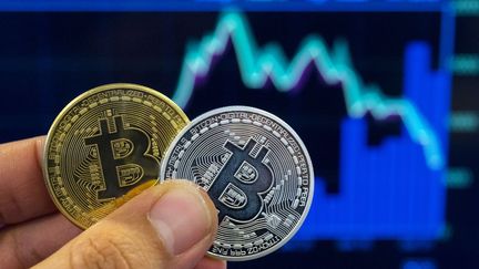 Après avoir frôlé les 17 000 euros peu avant Noël, le cours du bitcoin s'établit mercredi 14 février 2018 à environ 7 500 euros l'unité. (JACK GUEZ / AFP)