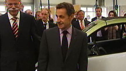 Nicolas Sarkozy lors de sa visite-éclair jeudi en Moselle (© France 2)