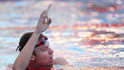 Léon Marchand lors du Grand Prix de San Antonio (Texas), le 31 mars 2022 (MADDIE MEYER / GETTY IMAGES NORTH AMERICA via AFP)