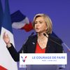 Valérie Pécresse, candidate Les Républicains, s'adresse à ses soutiens à Paris, le 3 avril 2022. (LUDOVIC MARIN / AFP)