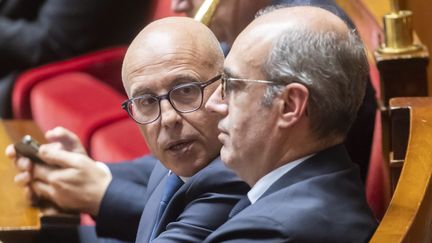 Eric Ciotti et Olivier Marleix, députés LR, le 29 novembre 2022 à l'Assemblée nationale. (VINCENT ISORE / MAXPPP)