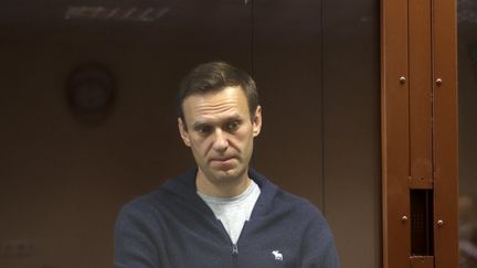 L'opposant russe Alexeï Navalny,&nbsp;lors d'une audience dans un tribunal&nbsp;de Moscou (Russie),&nbsp;le 12 février 2021. (MOSCOW'S BABUSHKINSKY DISTRICT COURT PRESS SERVICE / AFP)