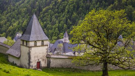 le monastère de la Grande Chartreuse fondé en 1084 par Saint-Bruno. Les moines chartreux sont réputés pour la production d'une liqueur végétale, la liqueur de Chartreuse, le 6 juin 2021, à Saint-Pierre de Charteuse. (VINCENT ISORE / MAXPPP)