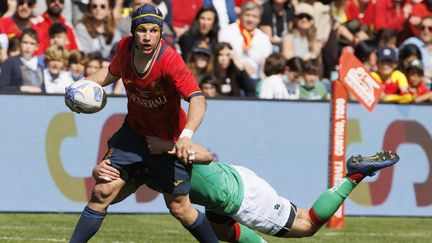 Le trois-quart centre Alvar Gimeno, lors d'un match de l'Espagne contre le Portugal le 13 mars 2022. (SERGIO PEREZ / EFE via MaxPPP)