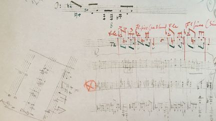 Stravinsky : détail d'esquisse de partition pour le "Sacre du Printemps"
 (Bibliothèque nationale de France)