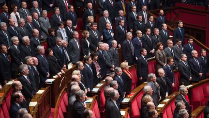 Minute de silence&nbsp;à l'Assemblée nationale&nbsp;le 13 janvier 2014 (CHAMUSSY / SIPA)