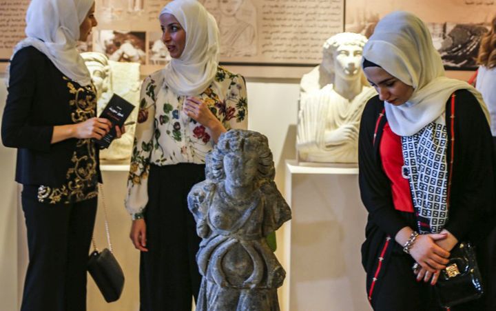 Damas : buste de l'exposition archéologique d'octobre 2018
 (LOUAI BESHARA / AFP)