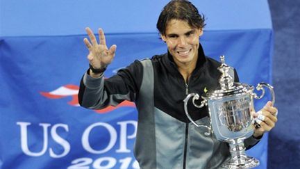 Rafael Nadal heureux après la conquête de son premier US Open