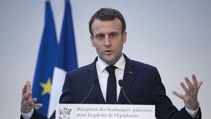 Le président de la République, Emmanuel Macron, le 11 janvier 2019, à Paris.&nbsp; (IAN LANGSDON / AFP)