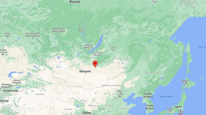 Carte de situation de la Mongolie, entre la Russie au nord et la Chine au sud (GOOGLE MAPS)